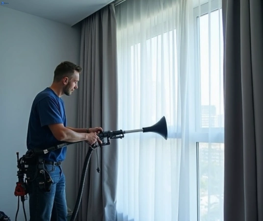 Professional residential curtain cleaning process equipment Matty Curtain Cleaning hmas-waterhen-nsw
